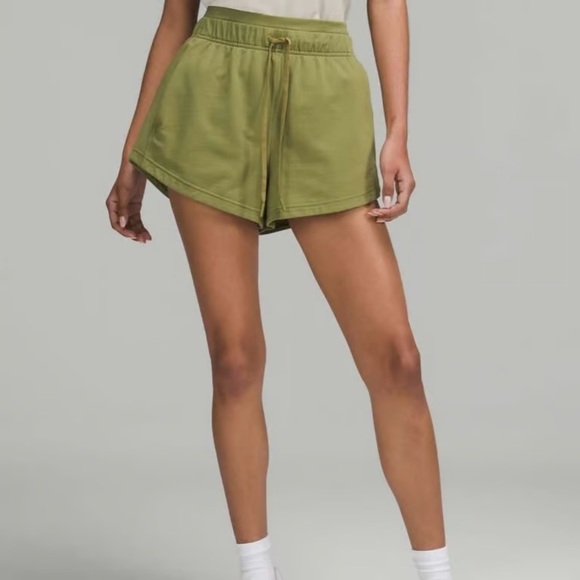 lululemon athletica Pants - LULULEMON Bronze Green Inner Glow High-Rise Short 3" Soft French Terry Size 10